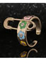 Fashion F Copper Drop Oil Flower Brooch Open Ring