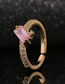 Fashion White Copper Inlaid Rectangular Zirconium Open Ring
