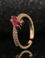 Fashion Pink Copper Inlaid Rectangular Zirconium Open Ring