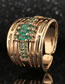 Fashion Green Copper Inlaid Zirconium Hollow Open Ring