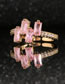 Fashion Pink Copper Inlaid Zirconium Geometric Open Ring