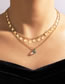 Fashion Gold Alloy Rhinestone Disc Tassel Double Layer Necklace