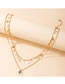 Fashion Gold Alloy Rhinestone Disc Tassel Double Layer Necklace