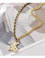 Fashion Gold Titanium Steel Diamond Letter Bear Necklace