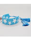 Fashion Blue Rice Bead Woven Five-pointed Star Tassel Bracelet