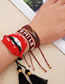Fashion Mi-b180096c Rice Bead Woven Lip Tassel Bracelet