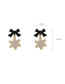 Fashion Black Alloy Diamond Snowflake Bow Earrings