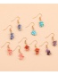 Fashion Coral Red Crystal Gravel Ear Studs