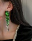 Fashion Green Copper And Diamond Geometric Earrings