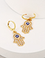 Fashion Gold Alloy Inlaid Zirconium Palm Oil Drip Eye Earrings