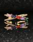 Fashion Gold Copper Inlaid Color Zirconium Double Layer Cross Ring