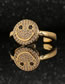 Fashion Gold Copper Diamond Smiley Open Ring