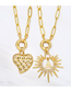 Fashion B Bronze Diamond Love Sun Necklace