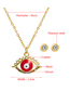 Fashion Red Eye Copper Inlaid Zirconium Eye Necklace And Earrings Set
