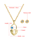 Fashion Suit Brass Inlaid Zirconium Gold Lock Eye Necklace And Earring Set