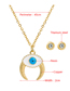 Fashion Suit Bronze Diamond Crescent Eye Necklace And Earring Set