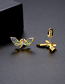 Fashion Gold Copper Inlaid Zirconium Dragonfly Earrings
