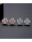 Fashion 2# Copper Inlaid Zirconium Flower Earrings