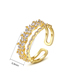Fashion 2# Copper Inlaid Zirconium Double Open Ring
