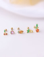 Fashion Gold 2# Stainless Steel Thin Rod Inlaid Color Zirconium Pierced Earrings