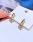 Fashion Gold Copper Inlaid Zirconium Gold Lock Earrings