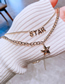 Fashion Gold Alloy Letter Five-pointed Star Double Necklace