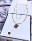 Fashion Gold Pure Copper Letter Square Brand Camellia Double Necklace