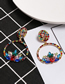 Fashion Color Alloy Inlaid Colorful Diamond Geometric Round Earrings