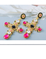 Fashion Pink Alloy Diamond Hollow Cross Stud Earrings