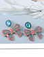 Fashion Blue Alloy Diamond Bow Earrings