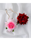 Fashion Pink Alloy Geometric Rose Earrings