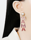 Fashion White Alloy Pearl And Diamond Letter Earrings