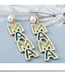 Fashion Green Alloy Pearl And Diamond Letter Earrings