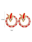 Fashion Red Alloy Oil Drop Geometric Snake Shape Stud Earrings