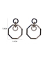 Fashion Dark Grey Alloy Diamond Geometric Octagonal Stud Earrings