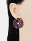 Fashion Color Alloy Diamond Sun Flower Stud Earrings