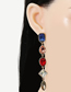 Fashion Blue Color Alloy Diamond Geometric Tassel Earrings