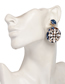 Fashion Blue Geometric Round Earrings With Diamonds