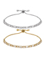 Fashion White Gold Round Square Diamond Copper Inlaid Zirconium Square Diamond Geometric Pull Bracelet