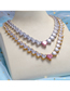 Fashion White Gold Pink Diamonds Copper Inlaid Zirconium Heart Necklace