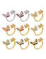 Fashion Golden White Copper And Diamond Dripping Butterfly Open Ring