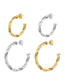 Fashion White Gold Trumpet Copper Inlaid Zirconium Twist C-shaped Earrings