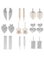 Fashion #12金白 Alloy Diamond Geometric Tassel Earrings