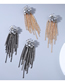 Fashion Gun Black Alloy Rhinestone Flower Claw Chain Tassel Earrings