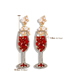 Fashion 18# Alloy Diamond Pearl Geometric Wineglass Stud Earrings