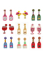 Fashion 17# Resin Rice Bead Braided Wine Glass Earrings