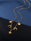 Fashion Gold Stainless Steel Star And Moon Tassel Necklace