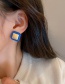 Fashion Blue Alloy Geometric Square Ear Studs