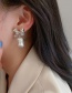 Fashion Silver Alloy Geometric Square Pearl Bow Stud Earrings