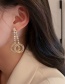 Fashion Gold Alloy Diamond-studded Geometric Chain Double Ring Earrings